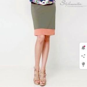 Olive pink trim skirt from Korea